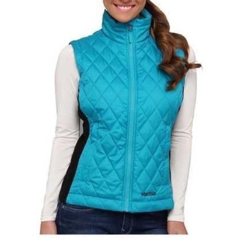 Marmot Kitzbuhel Insulated Vest Blue Quilted Full Zip Small Gorpcore Ski Winter